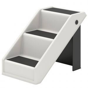 PawHut Escalier pour chien pliant &agrave; 3 marches antid&eacute;rapantes escalier pour animaux en plastique 53 x 30,5 x 36,5 cm cr&egrave;me