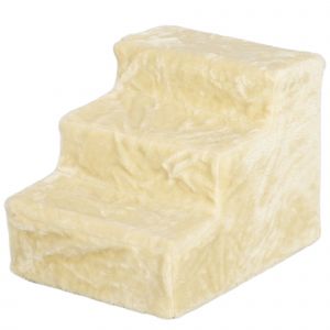 PawHut Escalier pour chiens &agrave; 3 marches avec housse amovible et lavable Rampe pour chiens pour lit canap&eacute; 46x35x35 cm Beige