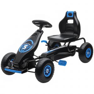 HOMCOM Kart à pédales pour enfant siège réglable 3 positions frein à main enfant de 5 à 12 ans bleu noir