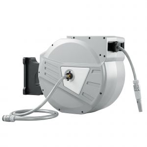 Outsunny Enrouleur Tuyau Arrosage Mural 40+2 m x &Oslash; 15mm, D&eacute;vidoir de Tuyaux d'Eau R&eacute;tractable Automatique Pivotant &agrave; 180&deg;, Gris