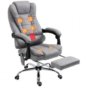 Vinsetto Fauteuil de bureau direction massant chauffant hauteur réglable dossier inclinable toile de microfibre gris