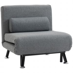 HOMCOM Fauteuil convertible 3 en 1 chauffeuse lit 1 place avec coussin gris