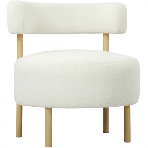 HOMCOM Canap&eacute; 1 place en tissu bouclette, fauteuil de salon rembourr&eacute; avec dossier incurv&eacute;, assise large, 67x67x71cm, cr&egrave;me