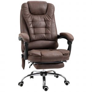 Vinsetto Fauteuil de bureau direction massant chauffant hauteur réglable dossier inclinable toile de microfibre marron