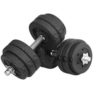 HOMCOM Set Haltères de 30 kg (8x2,5 kg, 4x1,5 kg) avec 12 Disques et 2 Haltères de 2 kg, 43x18x7,5 cm, Noir