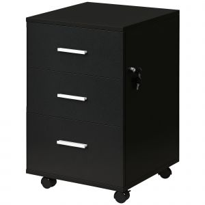 Vinsetto Caisson de Bureau Rangement Bureau sur Roulettes 3 Tiroirs Verrouillables 40 x 41,5 x 61,5 cm Noir