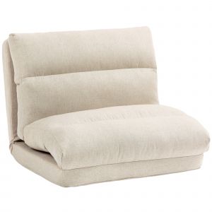 HOMCOM Fauteuil de sol canapé paresseux fauteuil convertible en lit inclinable 90° à 180° tissu - 70 x 41 x 56 cm - beige