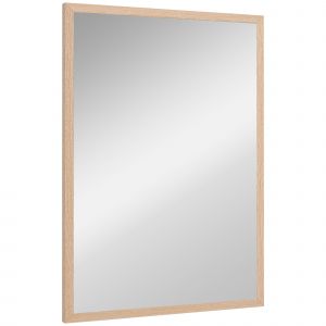 HOMCOM Miroir mural rectangulaire 50 x 70 cm, cadre en bois, idéal pour la salle de bain, salon ou chambre, naturel