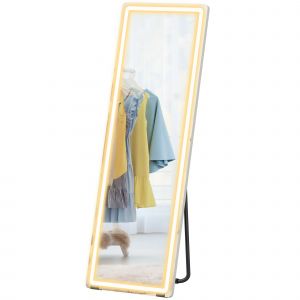HOMCOM Miroir en pied pleine longueur avec &eacute;clairage 150x50 cm sans cadre 3 temp&eacute;ratures de couleur luminosit&eacute; r&eacute;glable transparent