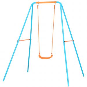 Outsunny Balançoire pour Enfants 3-8 Ans de Jardin en Acier et PE avec Siège et Piquets, 163x145x181 cm