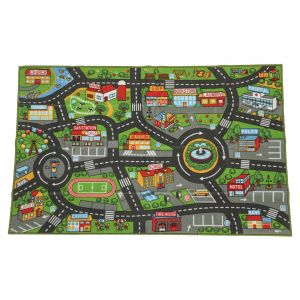 AIYAPLAY Tapis enfant Route de Ville 160x100 cm Tapis &eacute;ducatif antid&eacute;rapant pour rampement et jeux de voitures