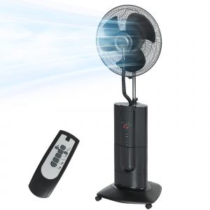 HOMCOM Ventilateur brumisateur 100 W &agrave; ionisation n&eacute;gative, ventilateur sur pied 130 cm, 3 vitesses, 3 modes, minuterie, noir