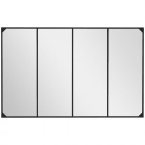 HOMCOM Miroir mural verrière rectangulaire style industriel, horizontal ou vertical avec 4 crochets, en métal noir 109 x 69 cm