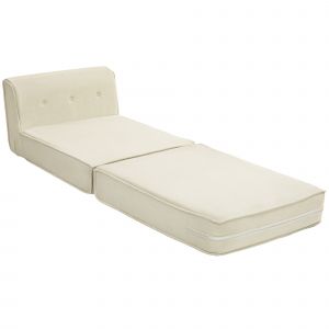 HOMCOM Canapé-lit pliant avec dossier capitonné, chauffeuse convertible, lit d'appoint, salon, bureau, blanc crème
