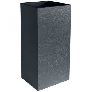 EDA Pot de fleurs haut carr&eacute; GRAPHIT - 31 L - 39,5 x 39,5 x H 80 cm - Gris anthracite
