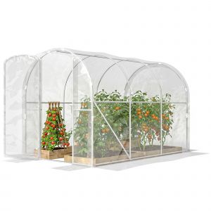 Outsunny Serre de jardin tunnel 3 x 2 x 2 m 6 m&sup2; avec porte &agrave; charni&egrave;res b&acirc;che en PE 150 g/m&sup2; pour L&eacute;gumes Plantes Fleurs
