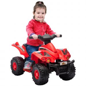 AIYAPLAY Quad électrique enfant vitesse 2,5 km/h, marche avant, fonction musique, pour enfants 2 à 6 ans, rouge
