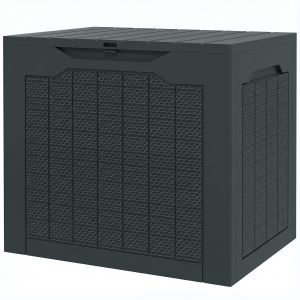 Outsunny Coffre de rangement ext&eacute;rieur 93L avec poign&eacute;es encastr&eacute;es, malle de rangement ext&eacute;rieur &eacute;tanche 56 x 41 x 50 cm, gris fonc&eacute;