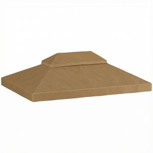Outsunny Toile de rechange pour pavillon toile de tonnelle 4 x 3 m, double toit avec trous de drainage, polyester 370 g/m&sup2;, beige