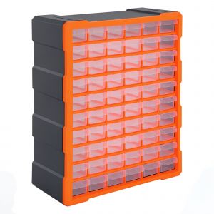 Homcom Casier de Rangement Module de Rangement 60 Tiroirs Transparents Polypropylène 38 x 16 x 48 cm Orange