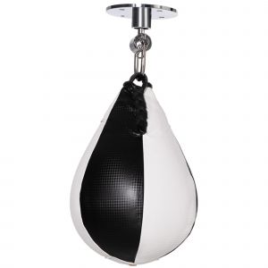 SPORTNOW Poire de vitesse boxe sac de frappe adulte avec pivotant rotule 360° pompe montage mural ou plafonnier noir et blanc