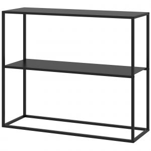 HOMCOM Table console table d'appoint d'entrée minimaliste industrielle 2 étagères 90 x 30 x 75 cm acier noir