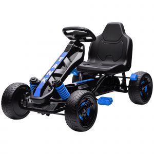 AIYAPLAY Kart à pédales pour enfants, karting enfant 3 à 6 ans avec embrayage automatique, frein, roues EVA antidérapantes, bleu