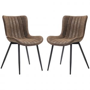 HOMCOM Lot de 2 chaises de salle &agrave; manger design moderne et capitonn&eacute; pour salon, salle &agrave; manger, chambre &agrave; coucher, marron