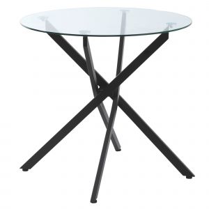 HOMCOM Table d'appoint style contemporain table basse ronde table à manger plateau verre trempé pieds croisés métal
