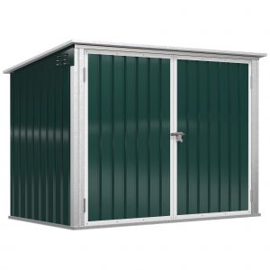 Outsunny Abri cache poubelle double avec deux portes et ouverture 178,5 x 104,5 x 128,5/113 cm vert   Aosom France