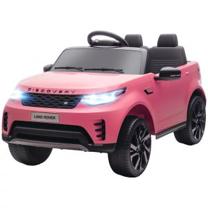 AIYAPLAY Voiture &eacute;lectrique enfant v&eacute;hicule &eacute;lectrique Land Rover Discovery 12V t&eacute;l&eacute;commande 2,4 G 2 moteurs 105x68,5x58cm rose
