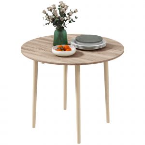 HOMCOM Table de salle à manger pliante 2 abattants - table ronde extensible - peu encombrante avec pieds en bois Ø89 x 73.5H cm