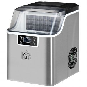 HOMCOM Machine à Glaçons Distributeur de Glaçons Ice-Maker 20kg/24h 2,3L Machine à Glaçons avec Réservoir d'Eau de 3,2 L, Argent