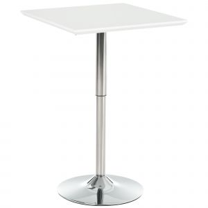 HOMCOM Table Bar Hauteur Réglable Table Bistrot Multifonction Carré 60 x 60 x 71-92 cm Blanc aosom france
