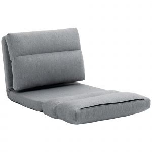 HOMCOM Fauteuil de sol canapé paresseux fauteuil convertible en lit inclinable 90° à 180° tissu - 70l x 41P x 56H cm - gris