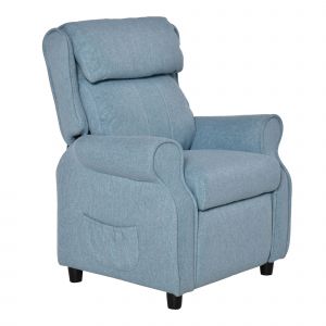 HOMCOM Fauteuil Enfant Canapé pour Enfant Chaise Inclinable avec Repose-Pieds pour Garçons et Filles de 3-5 Ans Bleu 58 x 53 x 70 cm