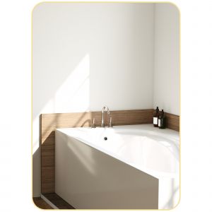 HOMCOM Miroir murale miroir salle de bain rectangulaire avec cadre en alliage d'aluminium or pour chambre, salon 50 x 70 cm
