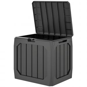 Outsunny Coffre de rangement exterieur 121L, coffre de jardin avec poign&eacute;es, conteneur &eacute;tanche, 56 x 45 x 53 cm, noir