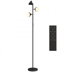 HOMCOM Lampadaire LED lampadaires sur pied salon dimmable 2700K-6000K 4150 lm 3 t&ecirc;tes rotatives &Oslash; 25 x 170 cm noir