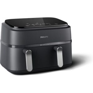 Friteuse sans huile - PHILIPS - NA351/00 - Airfryer S&eacute;rie 3000 double panier 9L - 8 pr&eacute;r&eacute;glages - 2750W - Noir/Argent