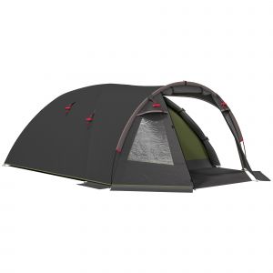 Outsunny Tente de camping familiale pour 2-4 personnes, tente tunnel imperméable 3000 mm 3 portes, 3,6 x 2,5 x 1,3 m, noir