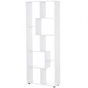 HOMCOM Bibliothèque étagère zig zag design contemporain 70L x 24l x 178H cm panneaux particules blanc