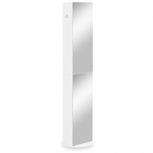 kleankin Meuble de rangement meuble colonne de salle de bain style contemporain pivotant avec miroir 6 étagères 36 x 36 x 171 cm blanc