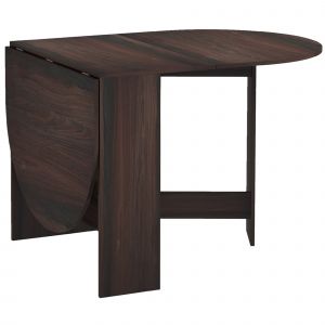 HOMCOM Table Pliante avec 2 Rabats Ovales, Console Gain de Place en Bois, Marron