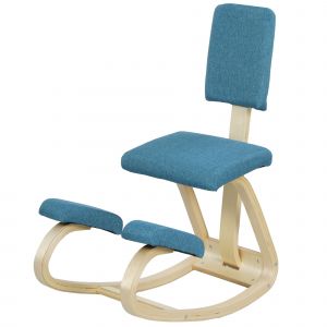 HOMCOM Chaise &agrave; genoux ergonomique avec dossier, si&egrave;ge assis genoux &agrave; bascule, correcteur de posture 51x84x93cm bleu fonc&eacute;