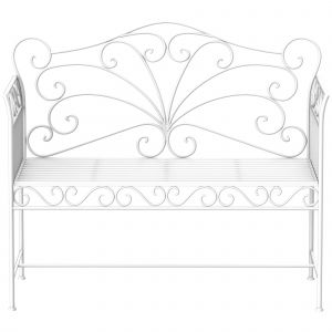 Outsunny Banc de Jardin Parc Banquette Bank Mobilier de Jardin 2 Places en M&eacute;tal Blanc