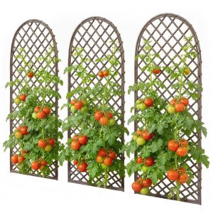 Outsunny Lot de 3 Treillis de jardin en osier tiss&eacute; Panneau Arc pour Plantes grimpantes 43 x 2 x 112 cm, effet bois naturel