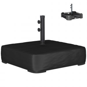 Outsunny Pied de parasol avec Housse, socle parasol ext&eacute;rieur &agrave; remplir 80 kg sable ou 90kg sable humide 78 x 78 x 40 cm noir