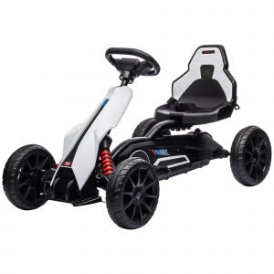 HOMCOM Kart électrique pour enfant 12V - Vitesse réglable 3-5km/h pour enfants de 3 à 8 ans - siège réglable - blanc