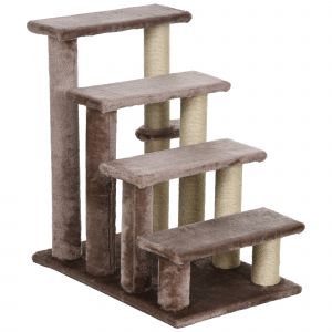 PawHut Escalier pour animaux de compagnie, griffoir, 4 marches, pour animaux jusqu'à 5 kg, 60x40x64 cm, Marron